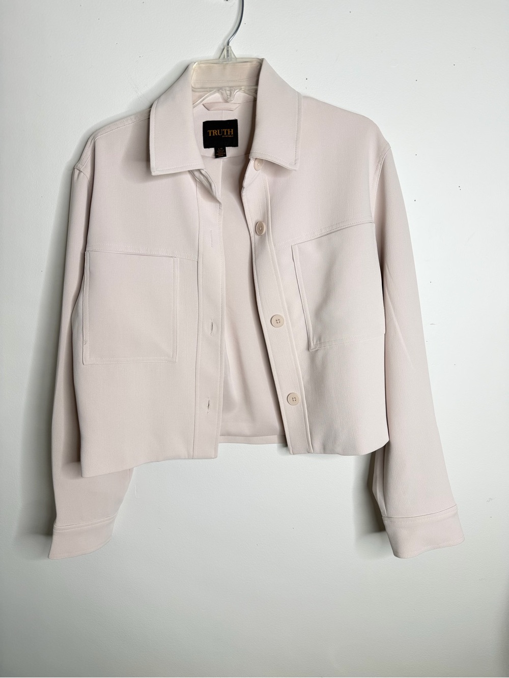 Truth by Republic cropped jacket shirt style collar button up sz L Lagenlook